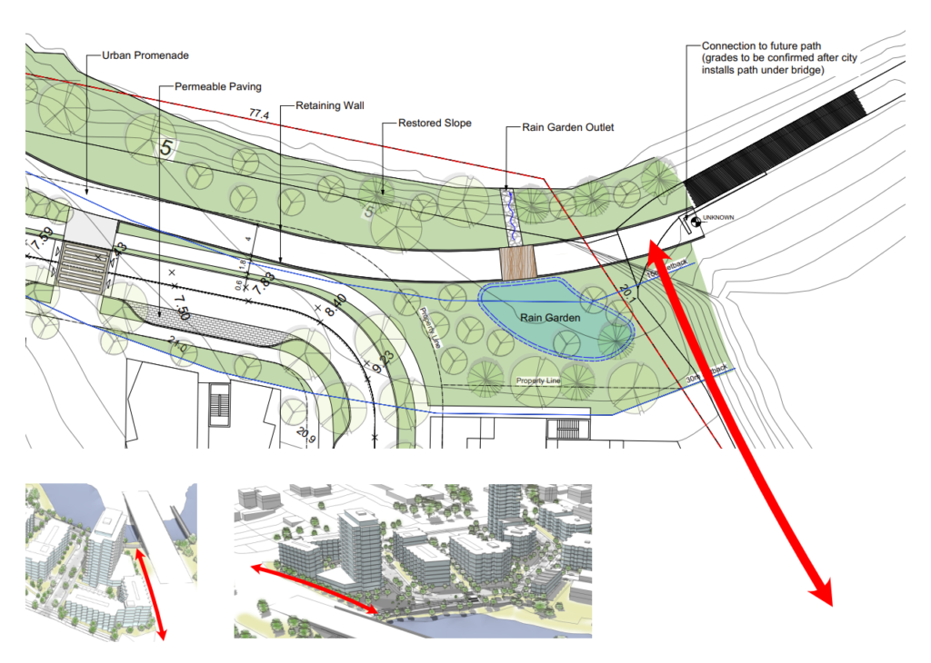 Illustration of direct connection between riverfront and intersection